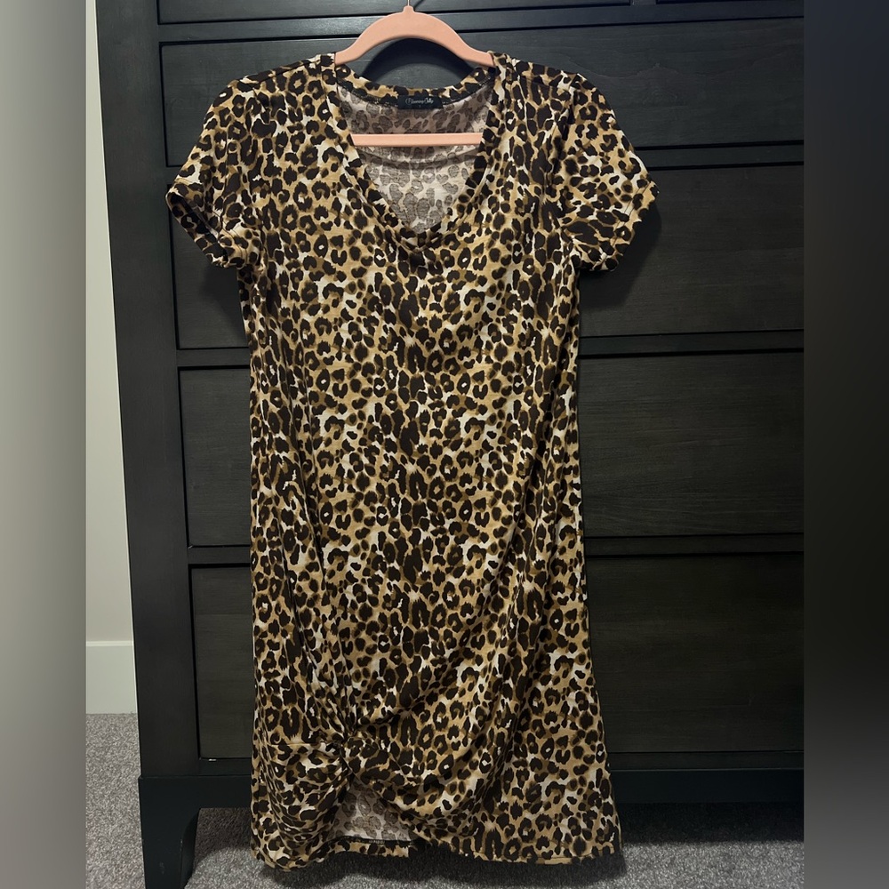 Leopard Print Short Sleeve Dress